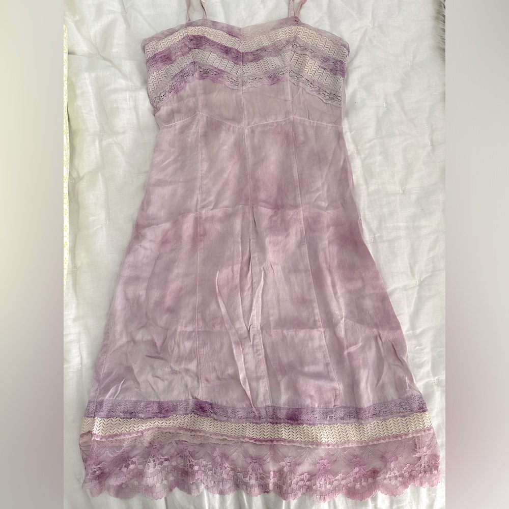 ✨Anthropologie Eloise 100% Silk, Tie Dye Lavender Nightie. Sz. S✨